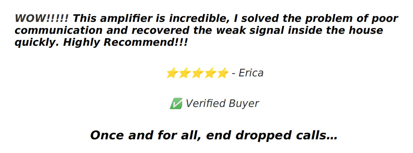 Image of Five Star Review from Erice for the StellaDoradus SD-RP1002-VLGDW Mobile Signal Repeater 